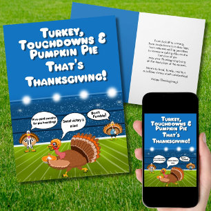 Carte Touchdowns drôles de dinde de Thanksgiving