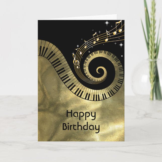 Carte Touches de piano imprimées et notes de musique d'o (Devant)