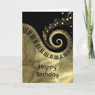 Carte Touches de piano imprimées et notes de musique d'o