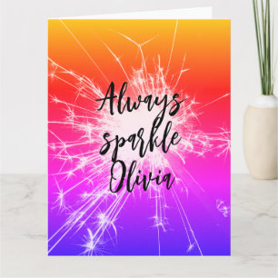 Carte Toujours Étinceler Motivation Rose Nom Personnalis