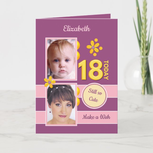 Carte Toujours si mignonnes photos violet 18e anniversai (Devant)