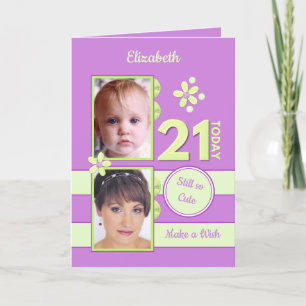 Carte Toujours si mignonnes photos violet 21e anniversai
