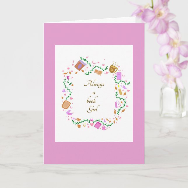 Carte Toujours une fille à livres (Orchidée)