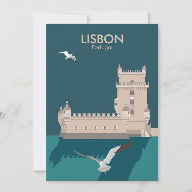 Carte Tour de Belem de Lisbonne dans le style poster vin (Devant)