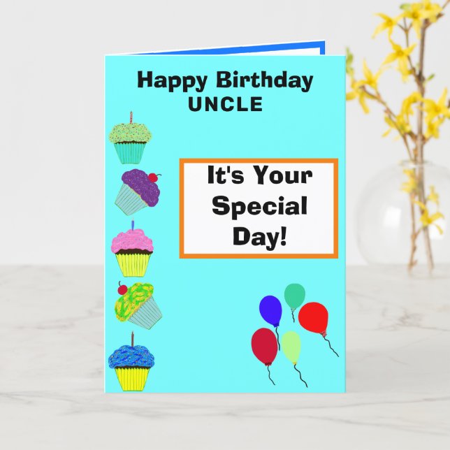 Carte Tour de cupcake vert pour l'anniversaire de l'oncl (Fleur jaune)