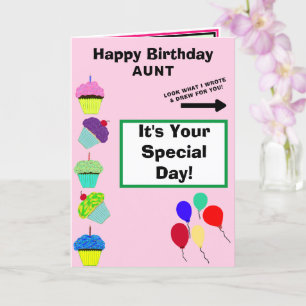 Carte Tour de Cupcakes Roses Anniversaire TANTE NOM