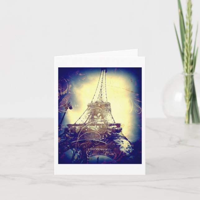 Carte Tour Eiffel, bleu d'indigo, vide (Devant)