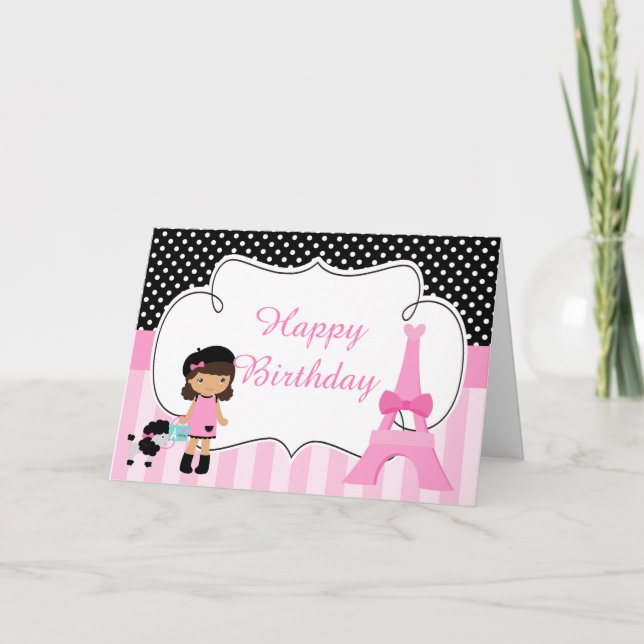 Carte Tour Eiffel Fille Africaine Américaine (Devant)
