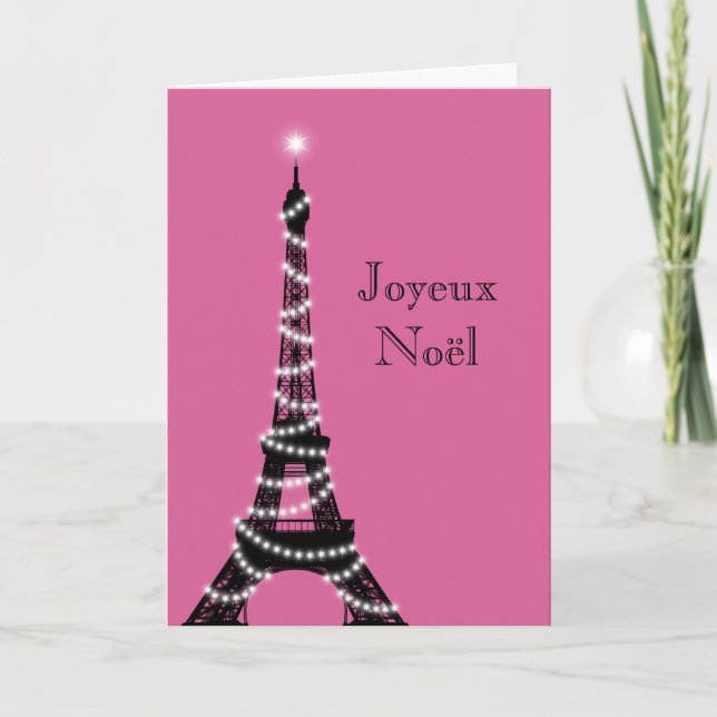 Carte Tour Eiffel fuchsia vacances (Devant)