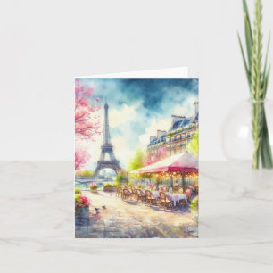 Carte Tour Eiffel Paris France Aquarelle