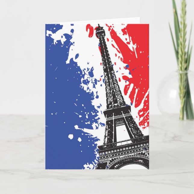 Carte Tour Eiffel | Paris, France | Drapeau Grunge (Devant)