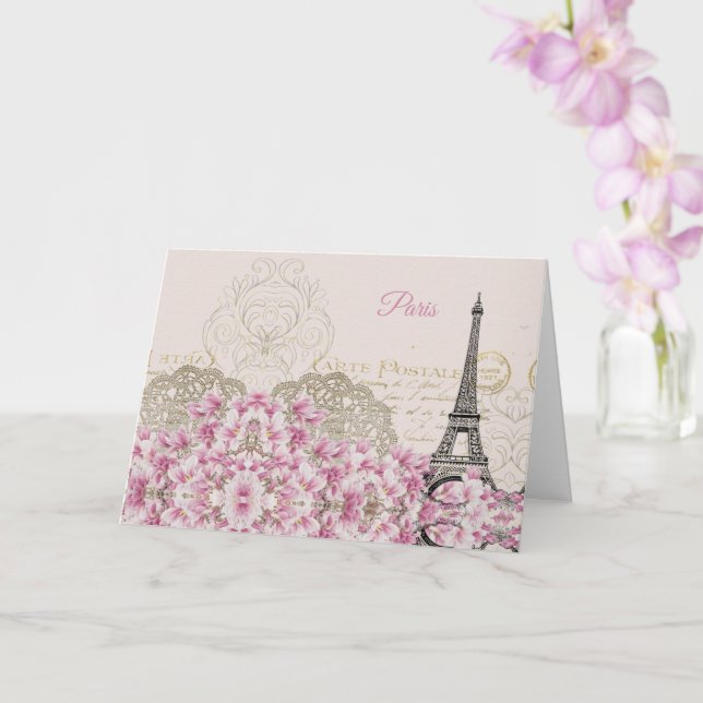 Carte Tour Eiffel, Paris Magnolia rose (Orchidée)