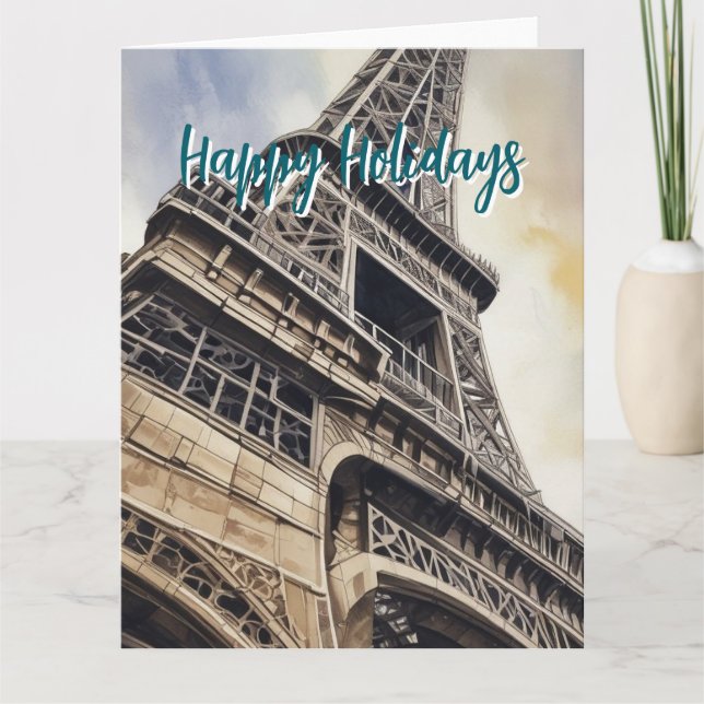 Carte Tour Eiffel Paris Travel Vintage Retro Art (Devant)