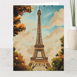 Carte Tour Eiffel Paris Voyage Style Rétro Art Vintage