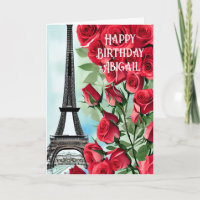 Tour Eiffel personnalisée Roses rouges Anniversair