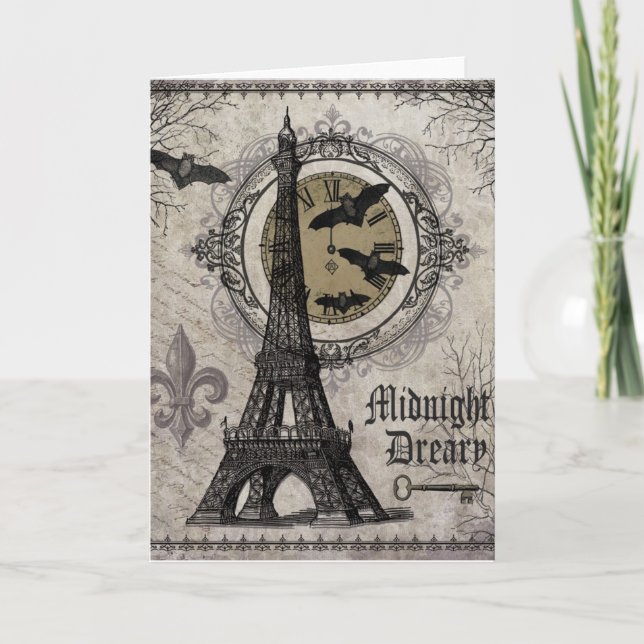 Carte Tour Eiffel vintage moderne de Halloween de (Devant)