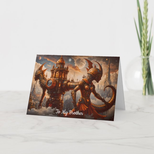 Carte Tour Steampunk avec sculptures de femmes pour anni (Devant)