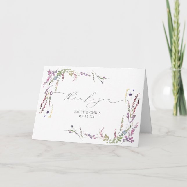 Carte Tourbillon Calligraphy Wedding Thank You (Devant)