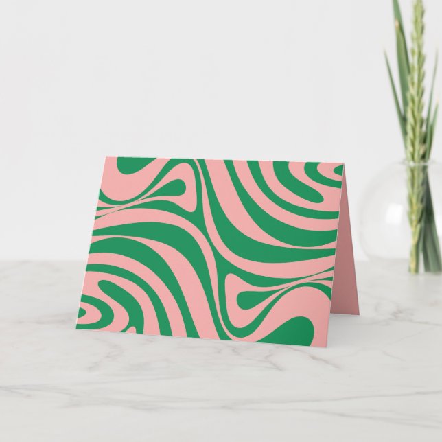 Carte Tourbillons super roses et verts (Devant)