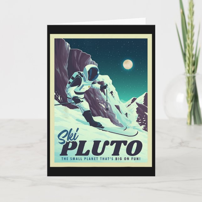 Carte Tourisme spatial rétro skieur Ski Pluto  (Devant)