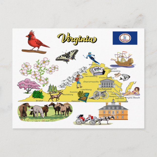 Carte touristique de l'État de Virginie (Devant)