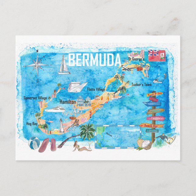 Carte touristique préférée de l'île des Bermudes (Devant)