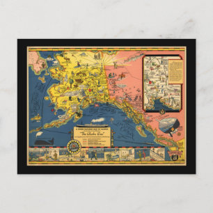 Carte touristique vintage de l'Alaska