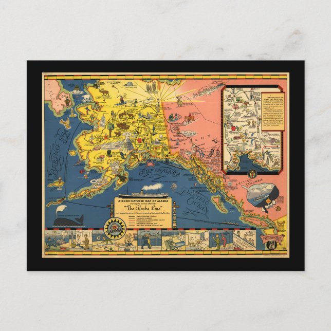 Carte touristique vintage de l'Alaska (Devant)