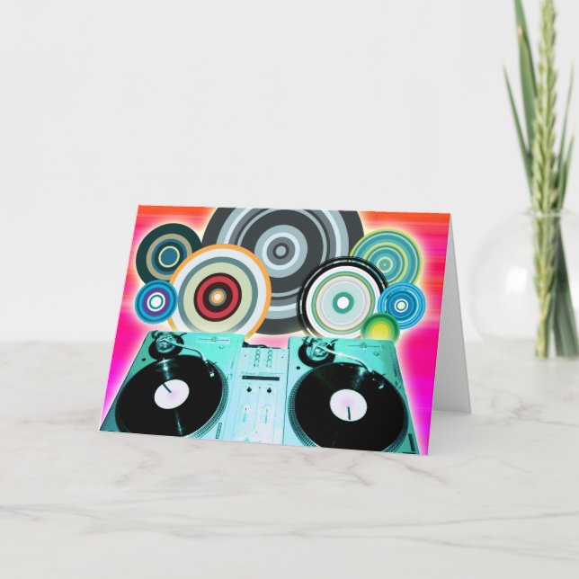Carte Tourne-disque DJ avec Vinyl - Pop Art (Devant)
