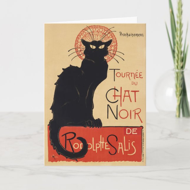 Carte Tournee du Conversation Noir Vintage Chat noir Art (Devant)