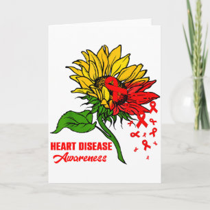Carte Tournesol & Rubans Rouges Volant au Cœur de la
