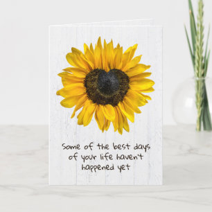 Carte Tournesol Coeur Sur Bois Blanchi