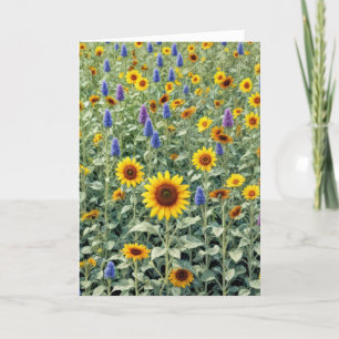 Carte Tournesol d'anniversaire et terrain Fleur sauvage
