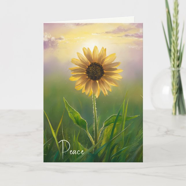 Carte Tournesol De Paix Sympathique Dans La prairie Vert (Devant)