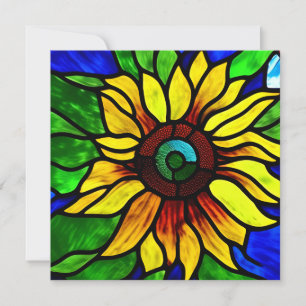Carte Tournesol de pays en verre teint rustique