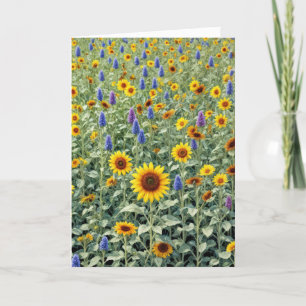 Carte Tournesol et champ Fleur sauvage