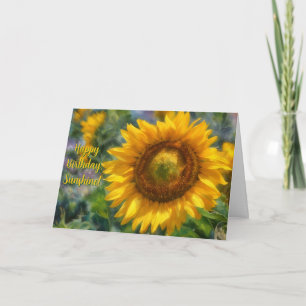 Carte Tournesol Jaune Ensoleillé Fleur Jaune Anniversair