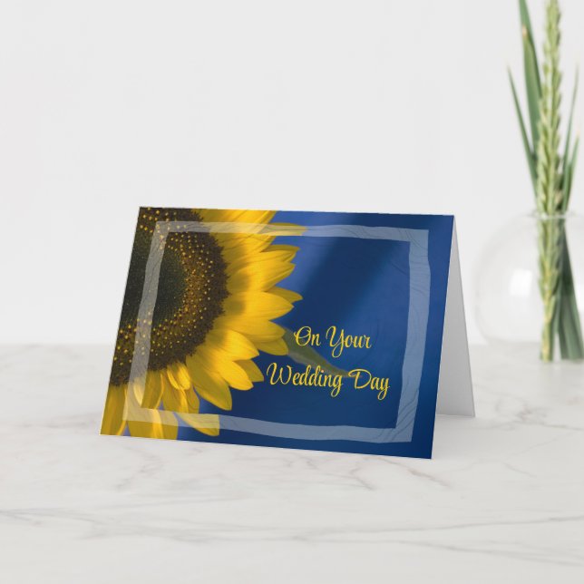 Carte Tournesol jaune sur mariage de famille recomposée  (Devant)