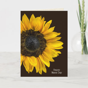 Carte tournesol jaune sur marron foncé pour le jour du n