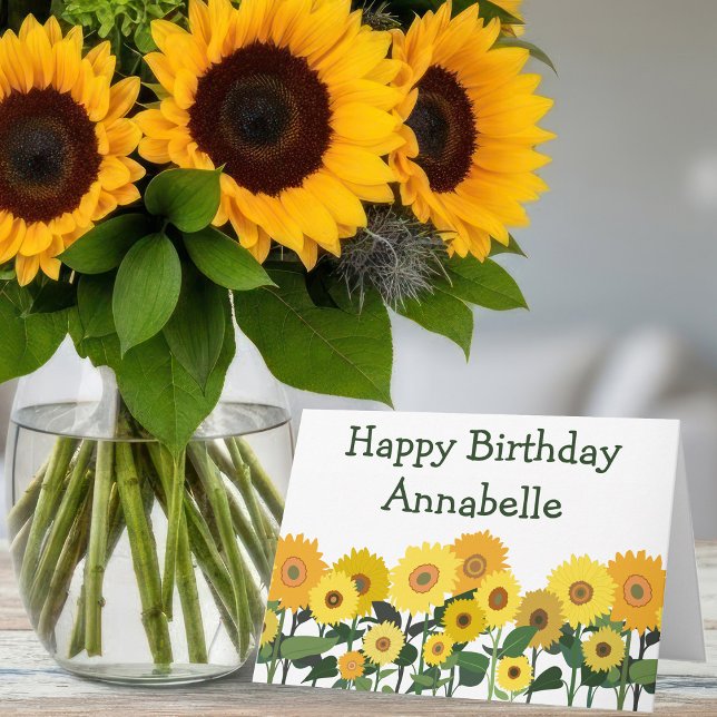 Carte Tournesol Joyeux Anniversaire Beau Personnalisé (Créateur téléchargé)