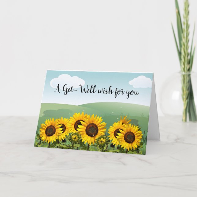 Carte Tournesol joyeux pour ami rétabli  (Devant)