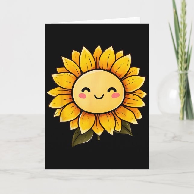 Carte Tournesol Mignon Floral Fleur Joyeuse Graphique Dr (Devant)