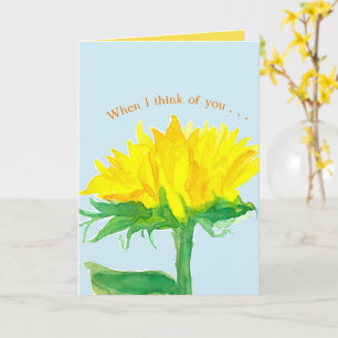 Carte Tournesol Penser À Vous Aquarelle Jaune