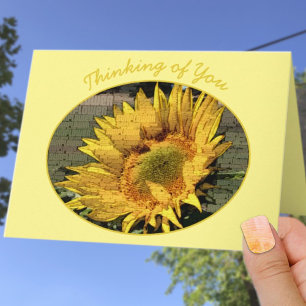 Carte Tournesol Photo Mot Typographie Pensant à Vous