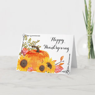Carte Tournesol Rustique Citrouille Thanksgiving