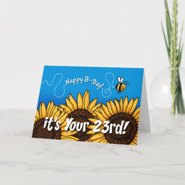 Carte tournesol sentier abeille - 23 ans (Devant)