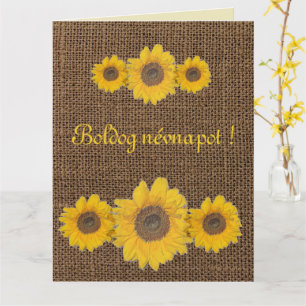 Carte Tournesol    trioin burlap- nom jour