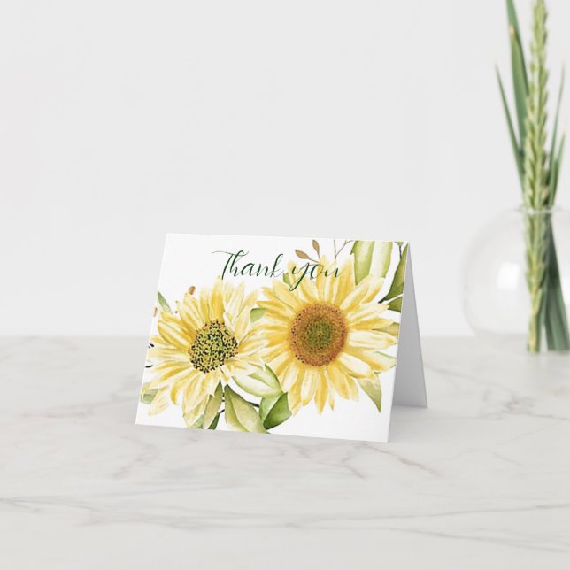 Carte Tournesols aquarelle douce (Devant)