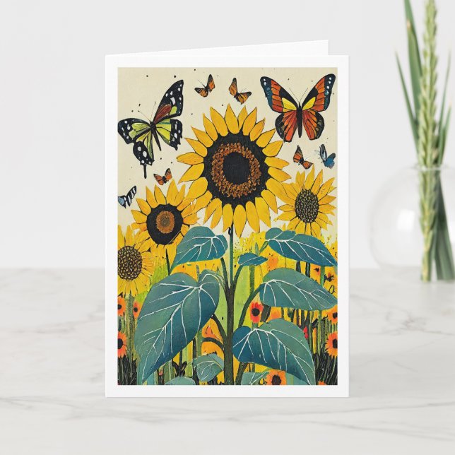 Carte Tournesols et Papillons (Devant)