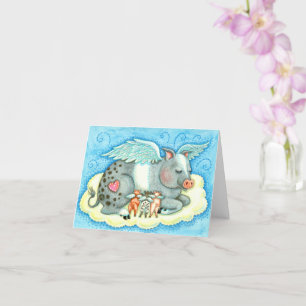Carte TOUS LES BONS PIGLETS VONT AU CIEL, PIG ANGELS Bla